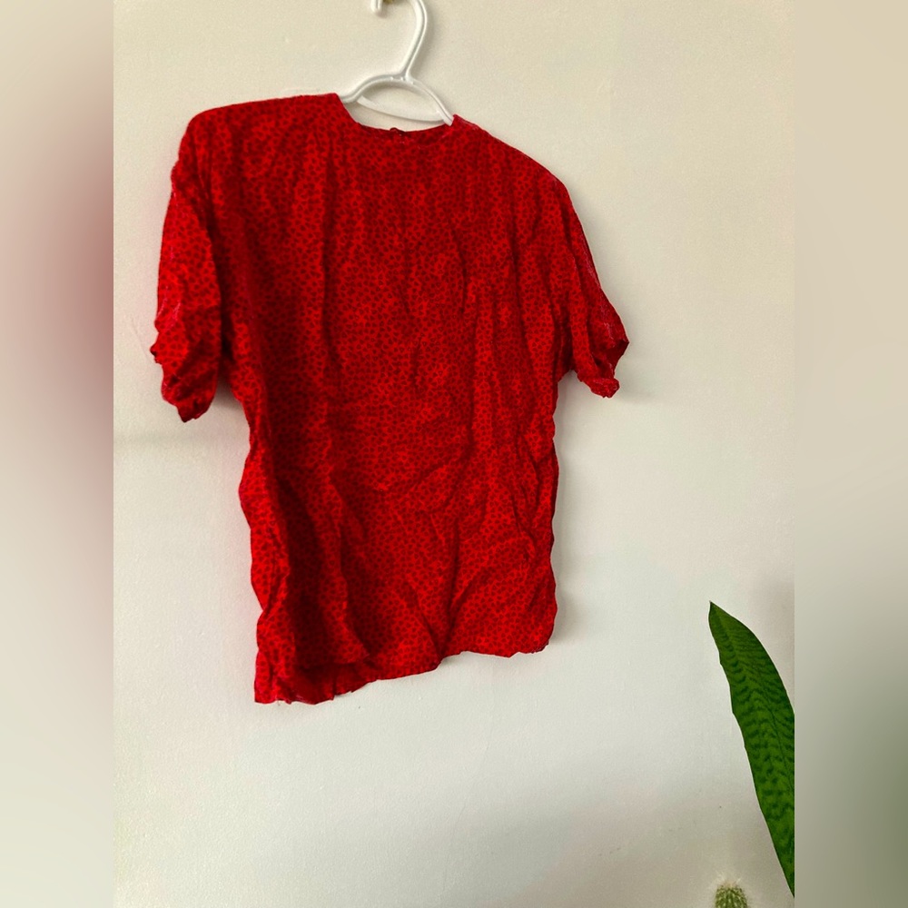 *SOLD* Vintage red geometric print 80s silk shirt